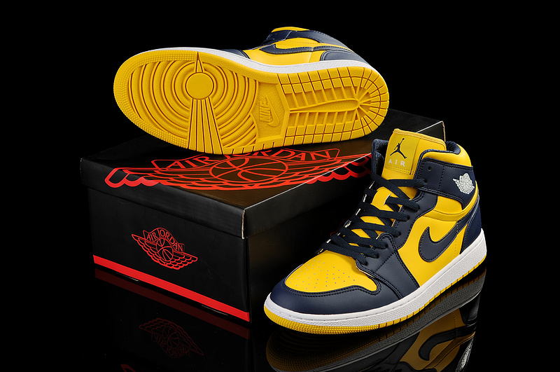 New Air Jordan 1 Black Yellow Shoes