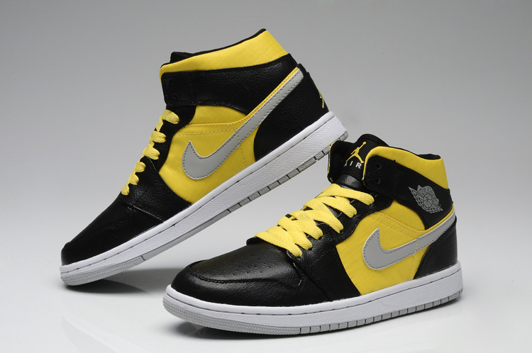 New Arrival Jordan 1 Black Yellow White Shoes - Click Image to Close