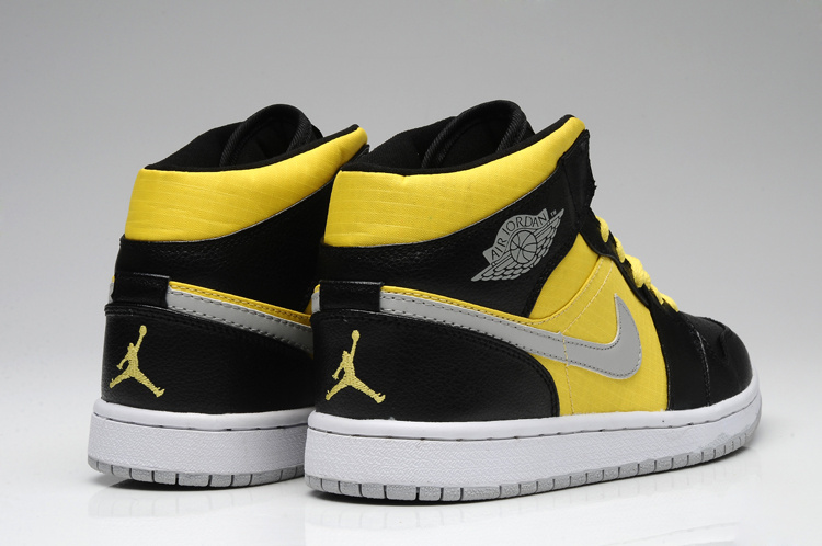 New Air Jordan 1 Black Yellow White Shoes