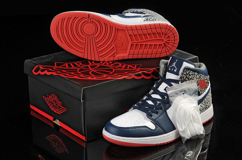 New Air Jordan 1 Blue White Grey Shoes - Click Image to Close