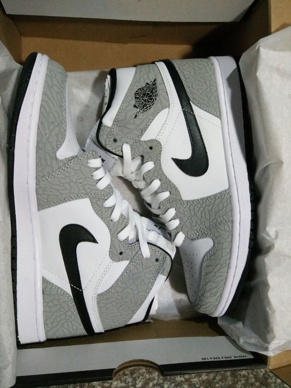 New Air Jordan 1 Crack Grey White Shoes