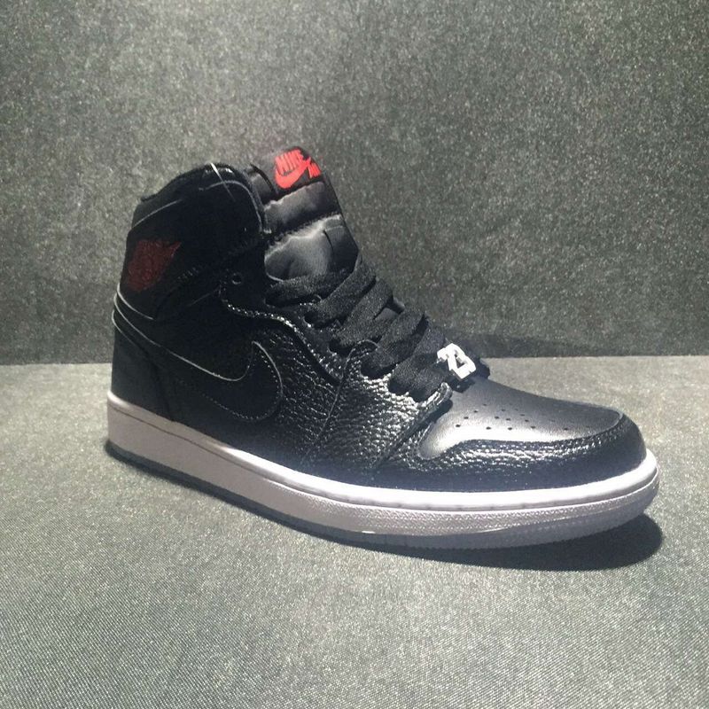 New Air Jordan 1 High All Black Red Shoes