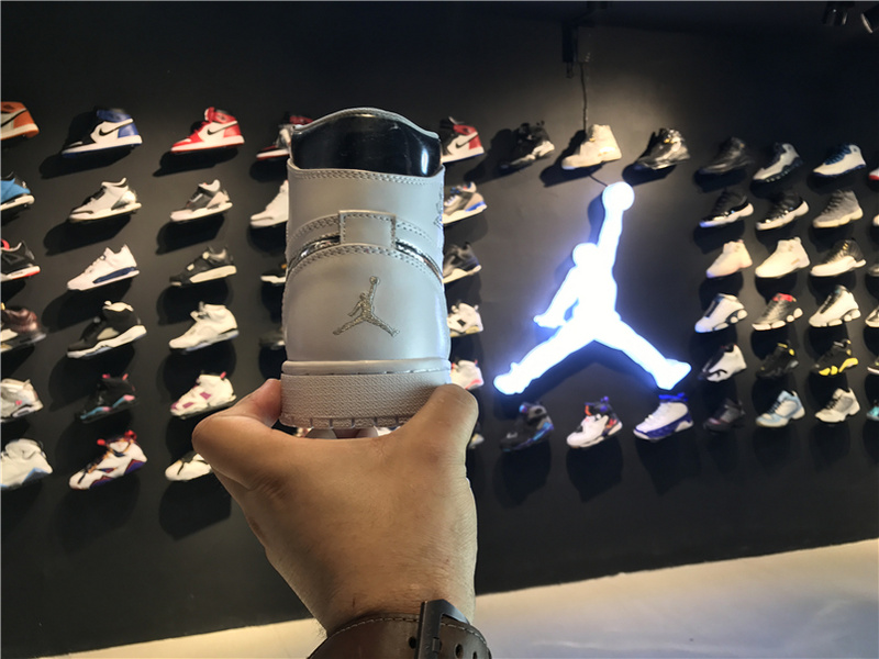 New Air Jordan 1 High White Silver Shoes - Click Image to Close
