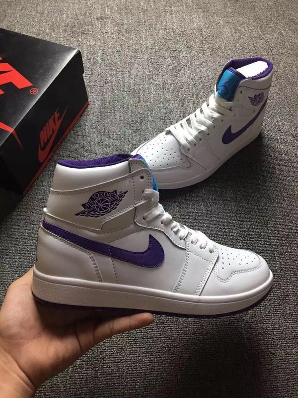 New Air Jordan 1 Hornets White Purple Shoes