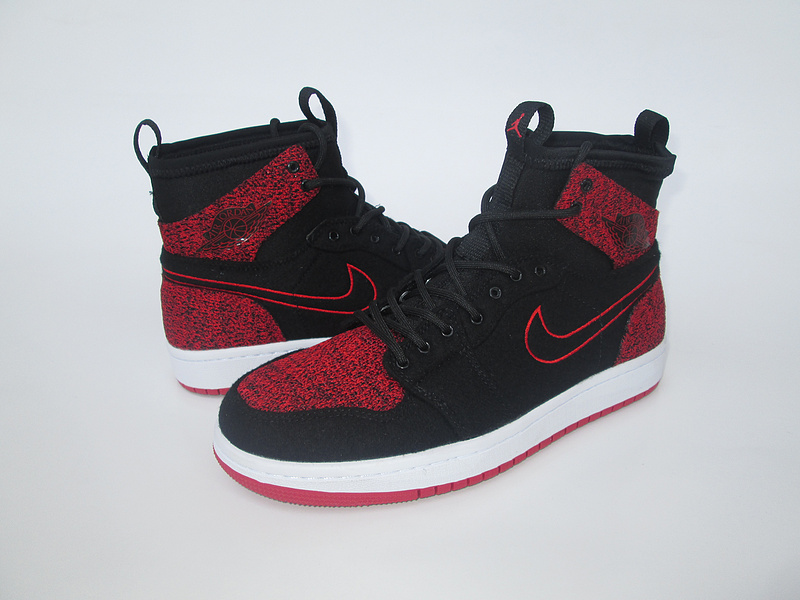 New Air Jordan 1 Knitted Socks Shoes Black Red