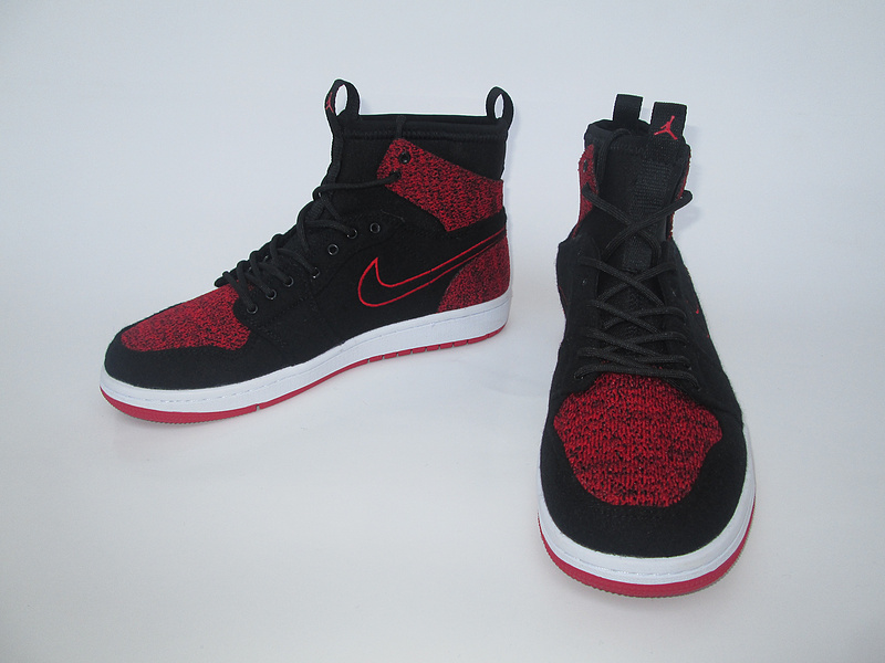New Air Jordan 1 Knitted Socks Shoes Black Red