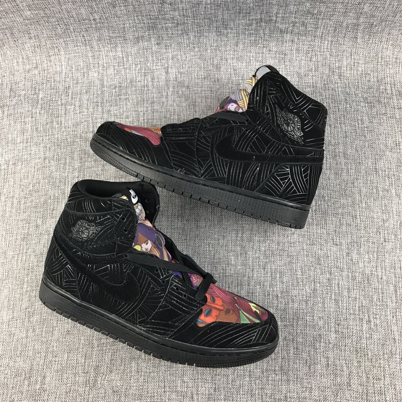 New Air Jordan 1 Laser Graffiti Black Colorful Shoes - Click Image to Close