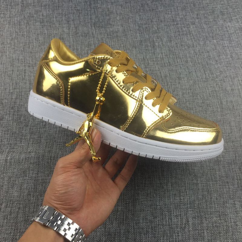 New Air Jordan 1 Low Liquid Gold Shoes - Click Image to Close