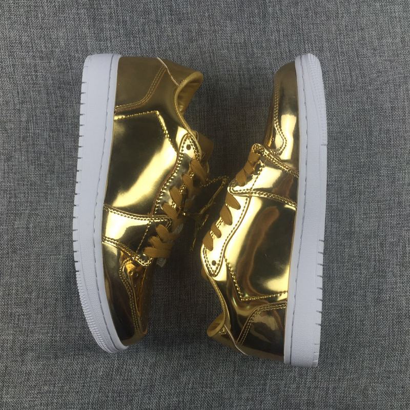 New Air Jordan 1 Low Liquid Gold Shoes - Click Image to Close