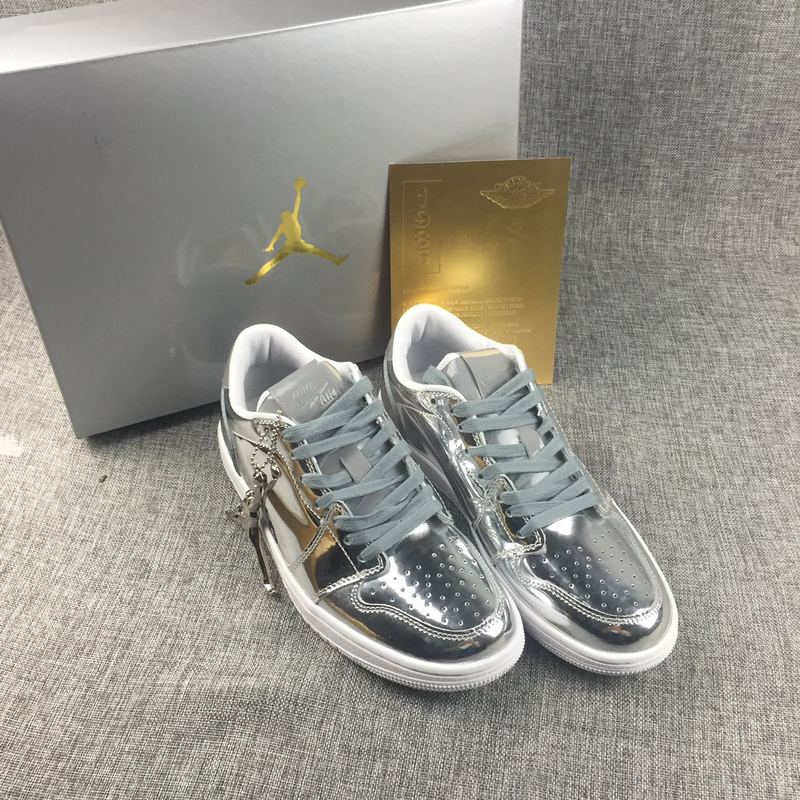 New Air Jordan 1 Low Liquid Silver Shoes - Click Image to Close