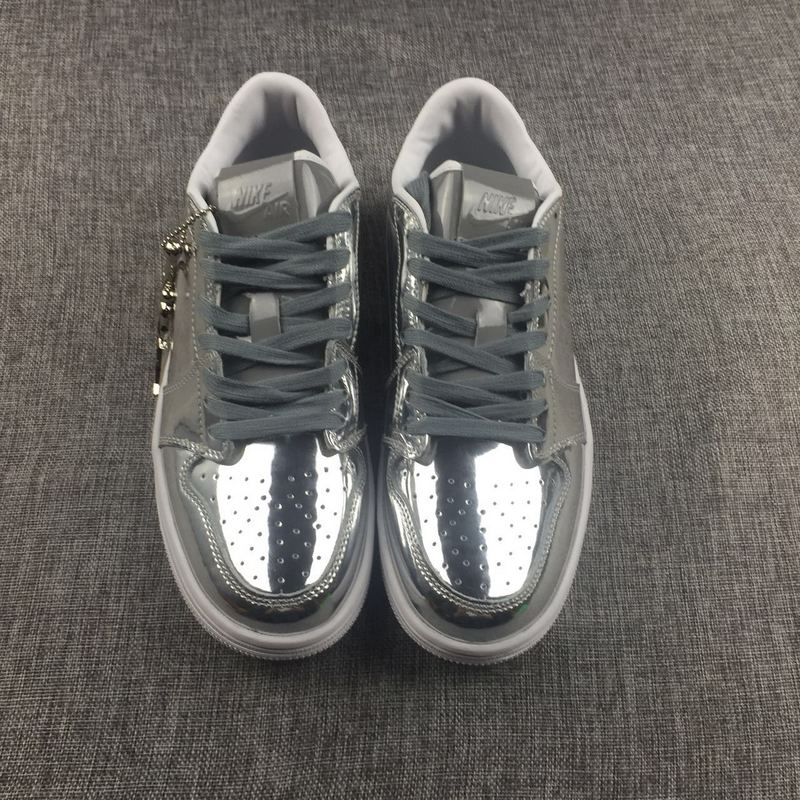 New Air Jordan 1 Low Liquid Silver Shoes - Click Image to Close