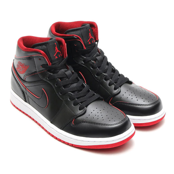 New Air Jordan 1 Mid Black Red Shoes - Click Image to Close