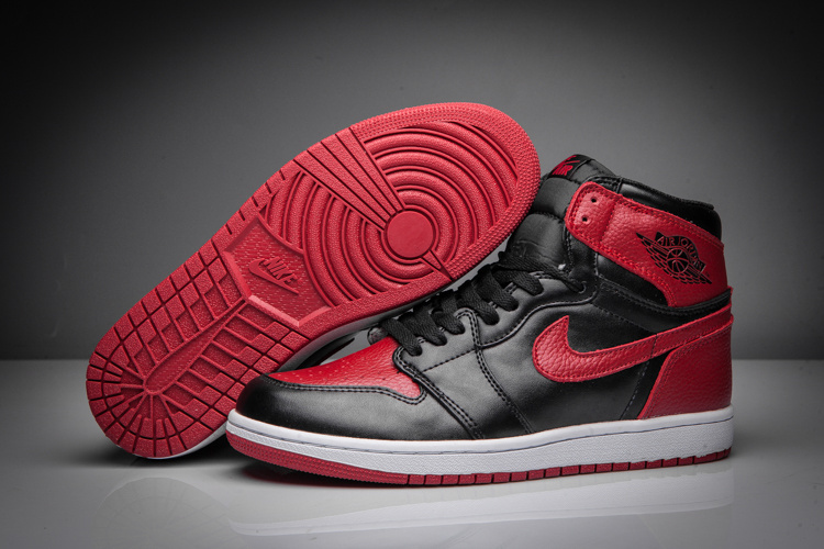 New Air Jordan 1 Red Black White Swoosh Shoes