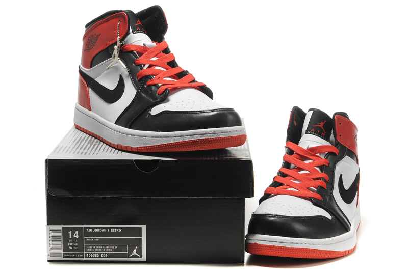 Air Jordan Retro 1 Red White Black - Click Image to Close