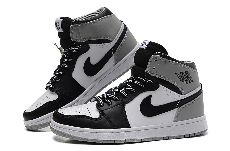 New Air Jordan 1 Retro Black White Grey Shoes - Click Image to Close