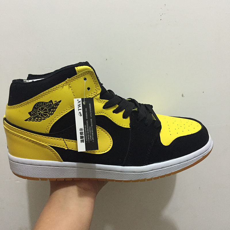 New Air Jordan 1 Retro Black Yellow Shoes - Click Image to Close
