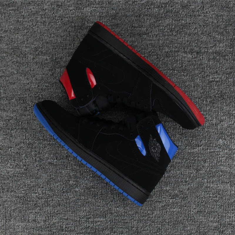 New Air Jordan 1 Retro Deer Leather Black Blue Red Shoes - Click Image to Close