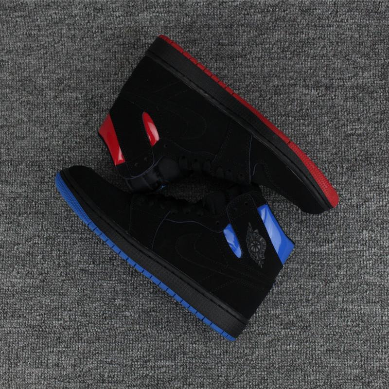 New Air Jordan 1 Retro Deer Leather Black Blue Red Shoes