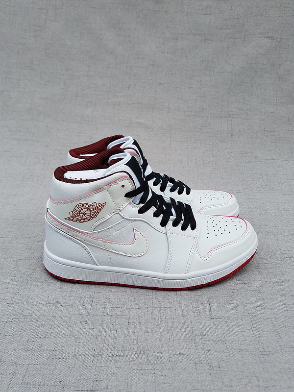 New Air Jordan 1 Retro MID White Black Red Shoes - Click Image to Close