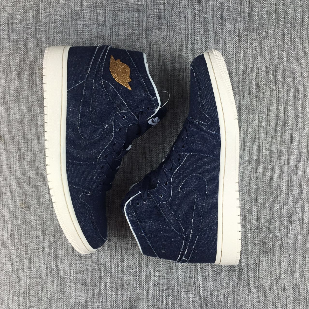 New Air Jordan 1 Tannin Blue Gold Shoes - Click Image to Close