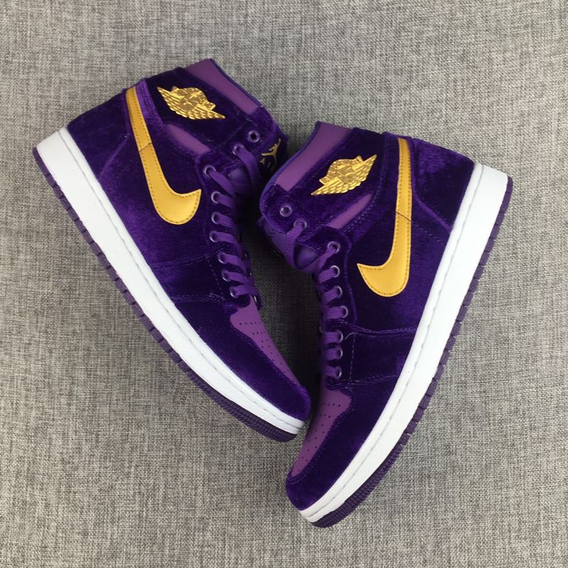 New Air Jordan 1 Velvet Purple Yellow Shoes - Click Image to Close