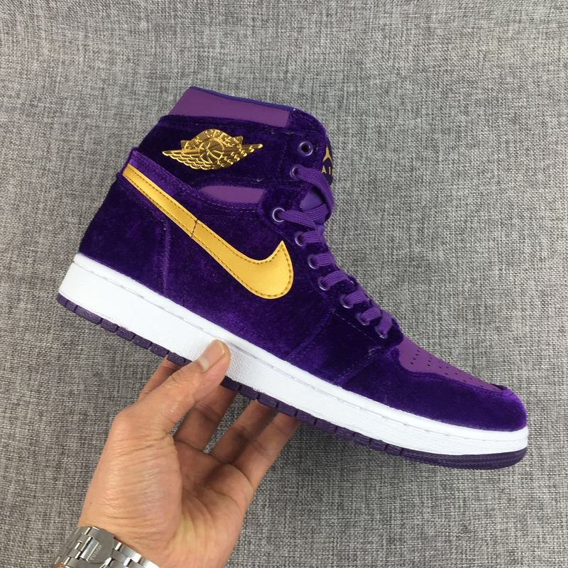 New Air Jordan 1 Velvet Purple Yellow Shoes - Click Image to Close