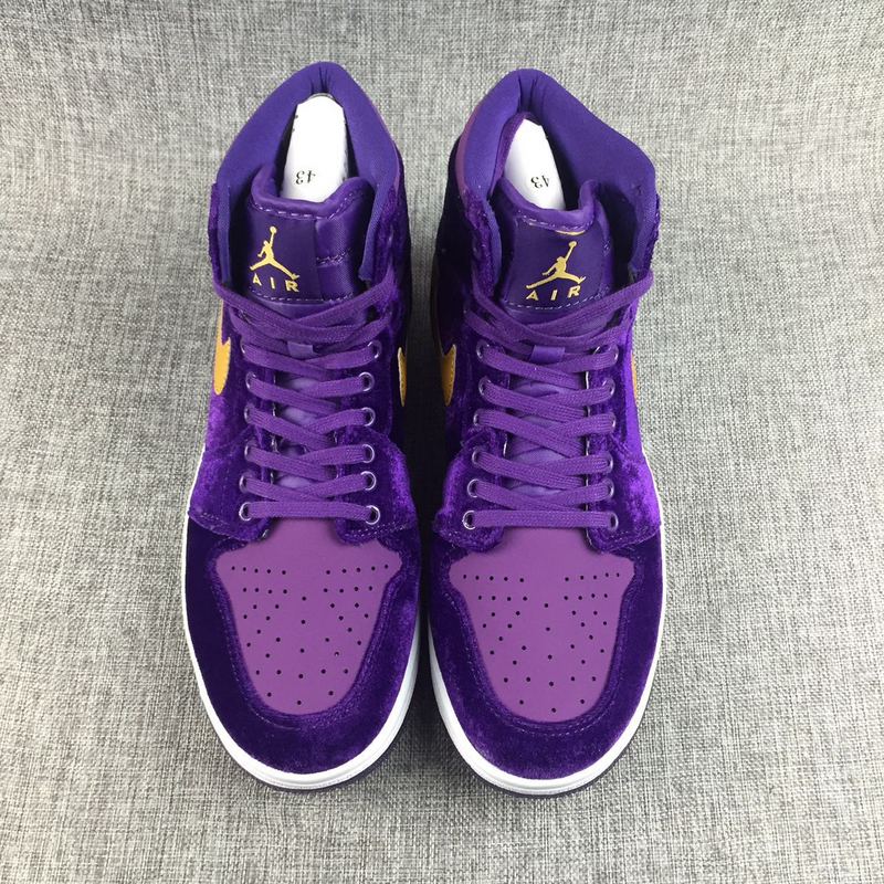 New Air Jordan 1 Velvet Purple Yellow Shoes