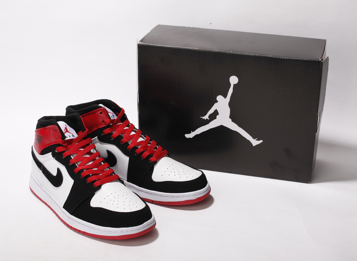 Air Jordan Retro 1 White Black Red - Click Image to Close