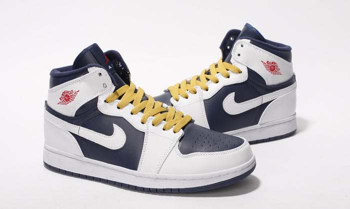 Air Jordan Retro 1 White Blue Yellow - Click Image to Close