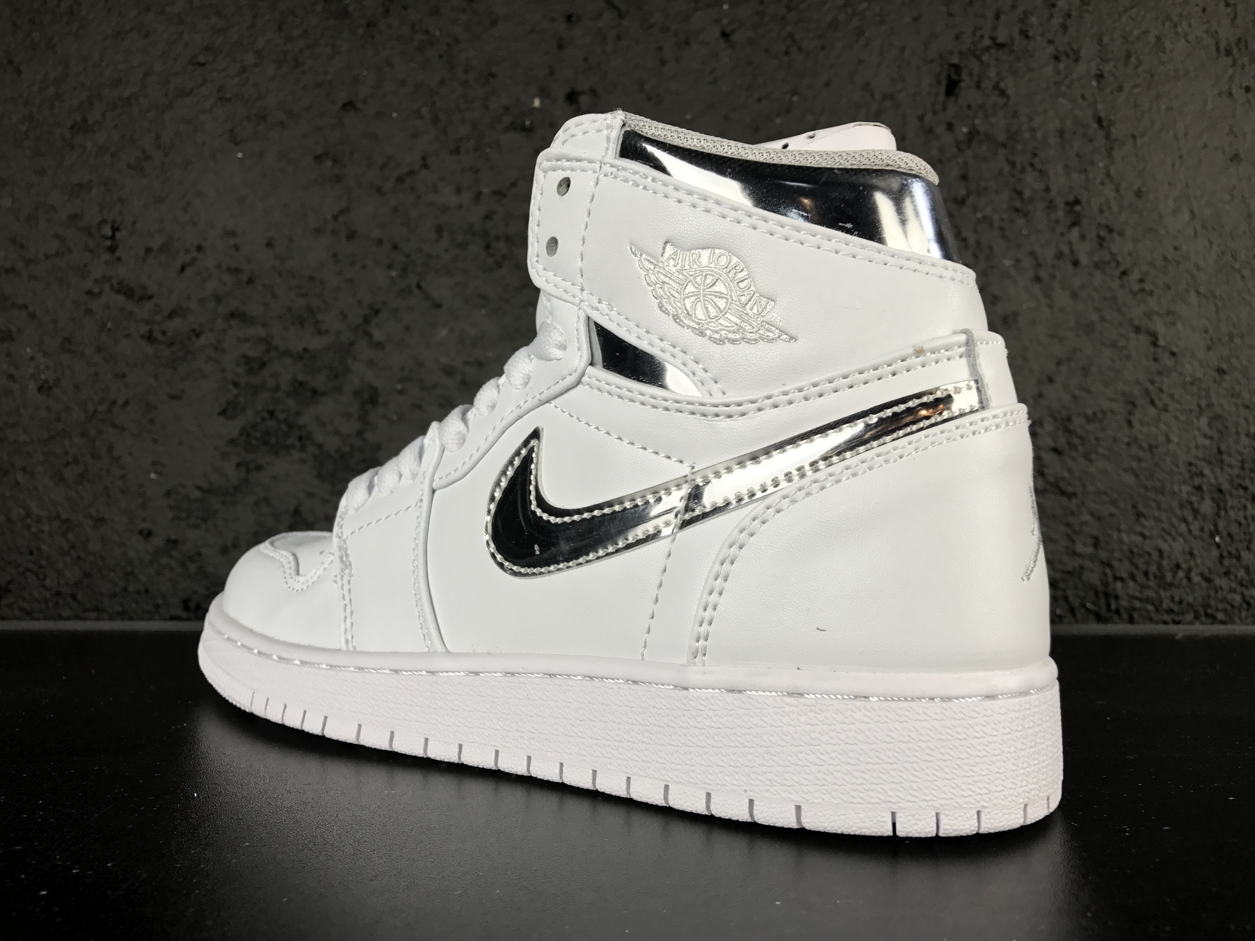 New Air Jordan 1 White Silver Shoes - Click Image to Close