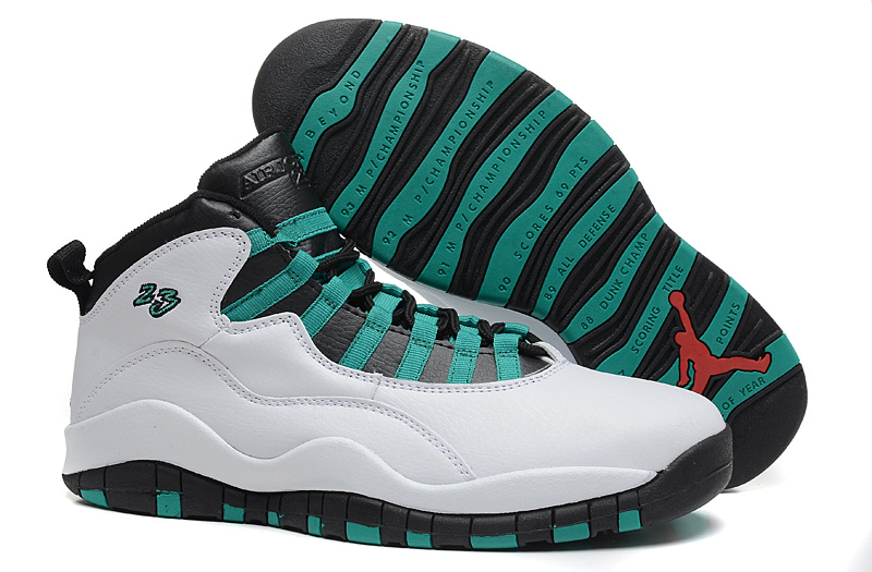 New Air Jordan 10 Retro White Black Green Shoes