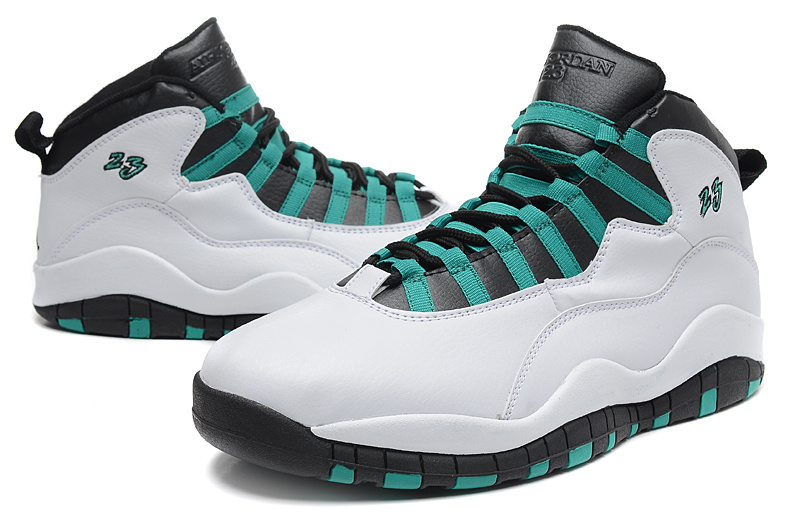 New Air Jordan10 Retro White Green Black Shoes