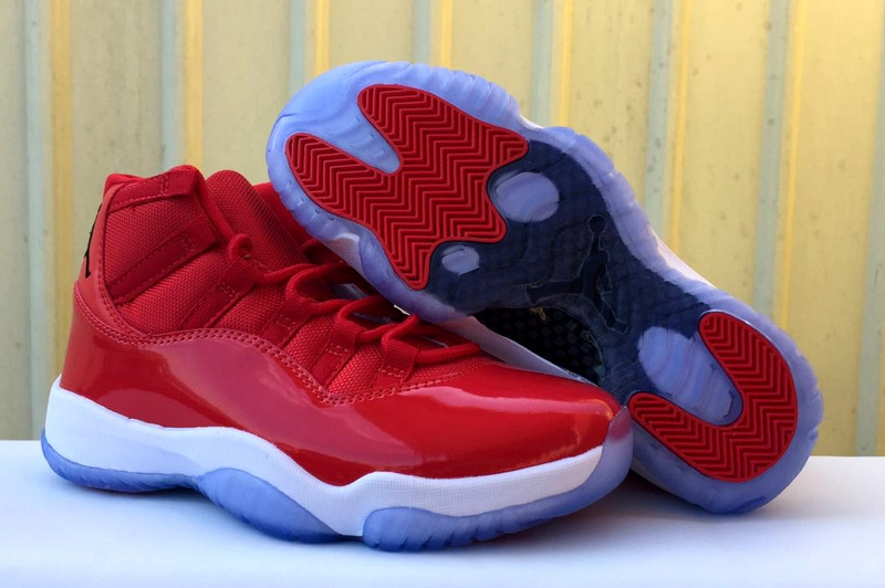 New Air Jordan 11 All Red Ice Blue Sole Shoes
