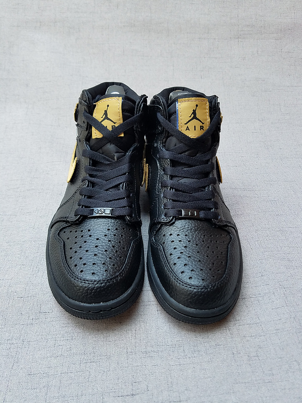 New Air Jordan 1 BHM Magic Buckle Black Gold Shoes - Click Image to Close