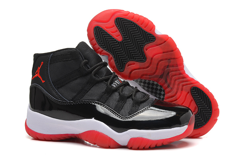 New Air Jordan 11 Black White Red For Women