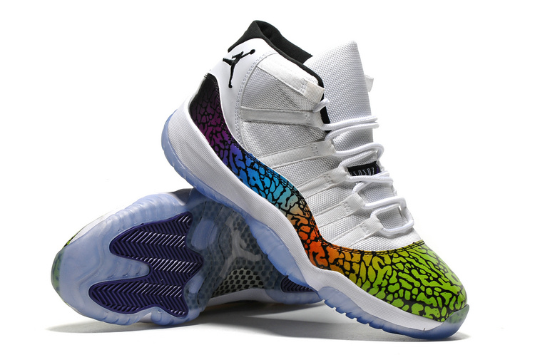 New Air Jordan 11 Colorful Crack White Shoes - Click Image to Close