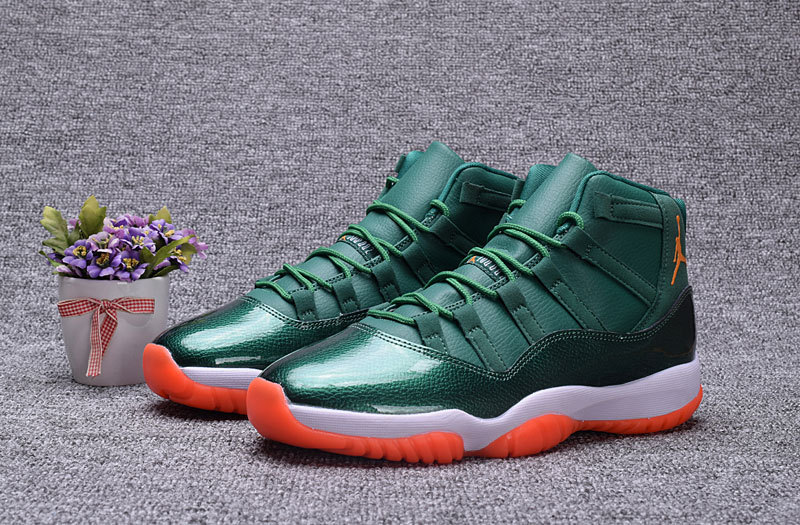 New Air Jordan 11 Demon King Green Orange Shoes - Click Image to Close