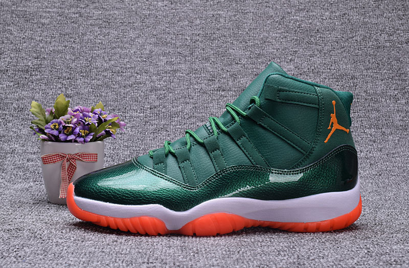 New Air Jordan 11 Demon King Green Orange Shoes - Click Image to Close