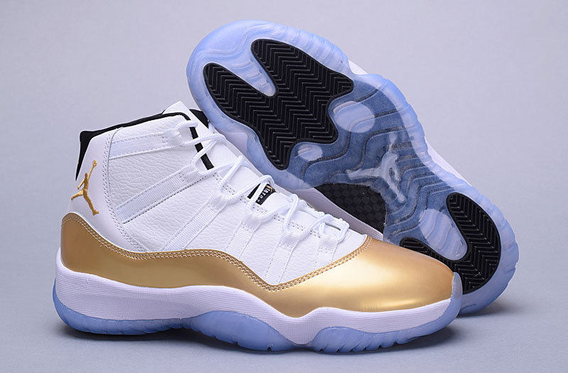 New Air Jordan 11 High White Gold Shoes - Click Image to Close