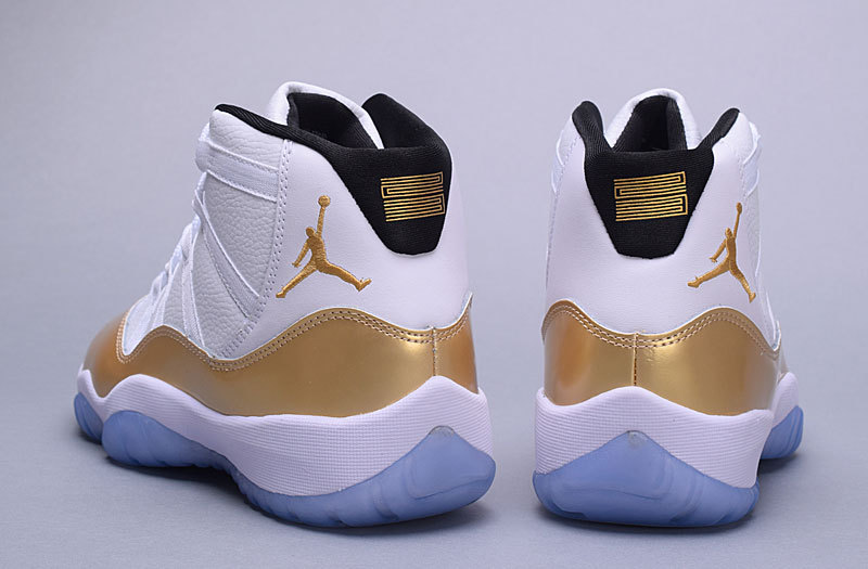 gold jordan 11 high top