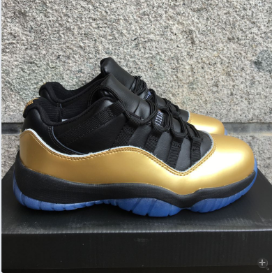 New Air Jordan 11 Low Black Gold Blue Sole Shoes