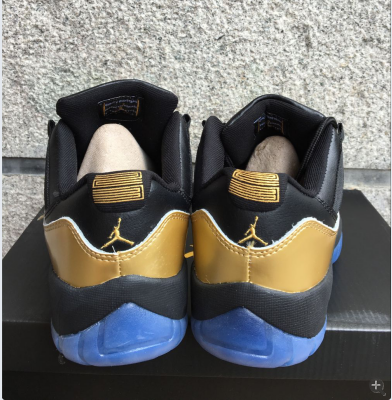 New Air Jordan 11 Low Black Gold Blue Sole Shoes - Click Image to Close