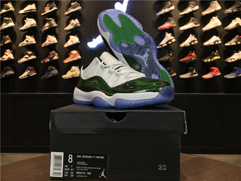 New Air Jordan 11 Low Jade Green White Shoes - Click Image to Close