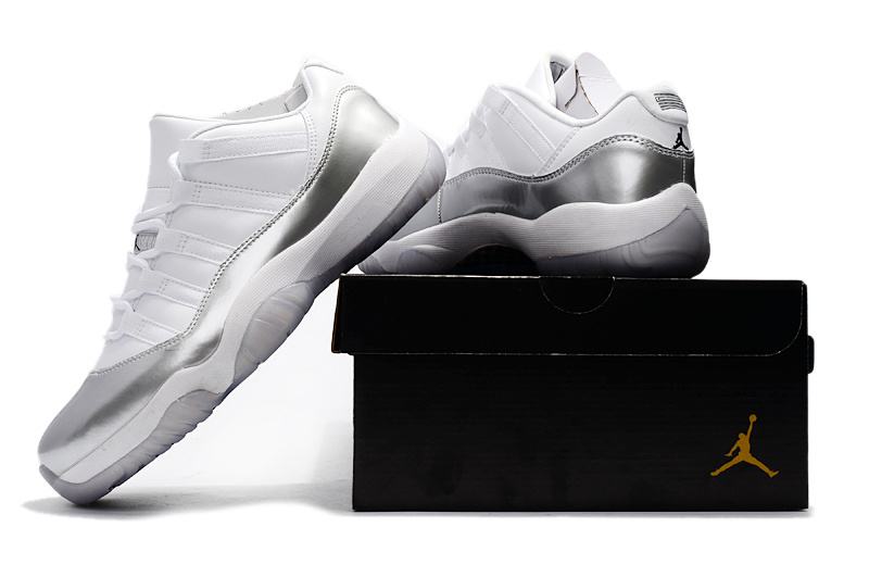 New Air Jordan 11 Low Silver White Shoes - Click Image to Close