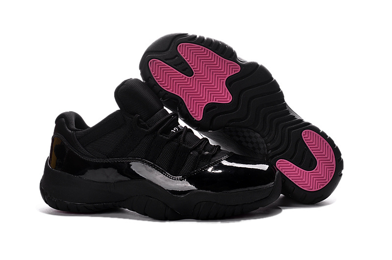 New Air Jordan 11 Retro All Black Pink Shoes - Click Image to Close