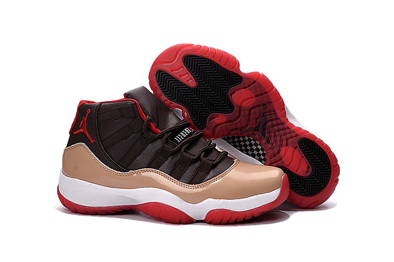 New Air Jordan 11 Retro Black Brown White Red Shoes