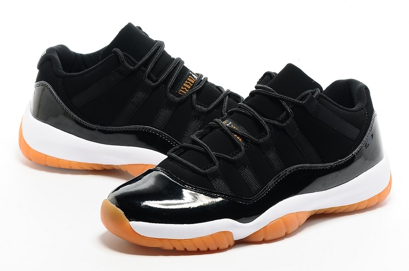 New Air Jordan 11 Retro Black White Orange Shoes