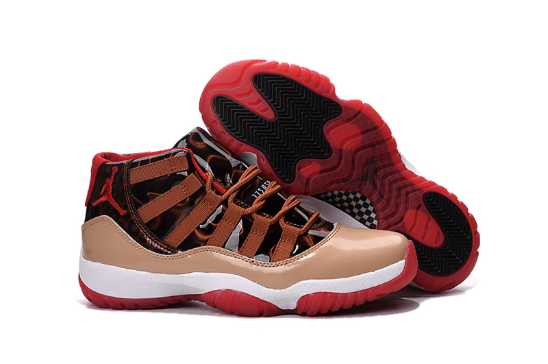 New Air Jordan 11 Retro Brown Black White Red Shoes - Click Image to Close