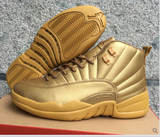 New Air Jordan 12 All Gold Shoes