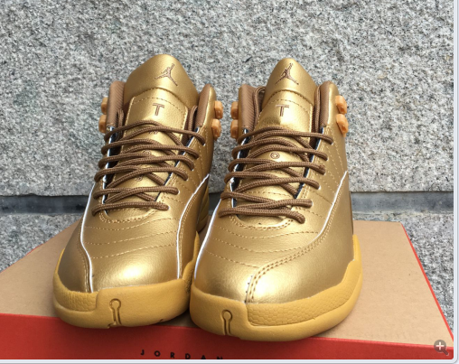 New Air Jordan 12 All Gold Shoes